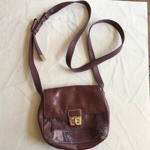 Cole Haan Purple Leather Snakeskin Crossbody Bag